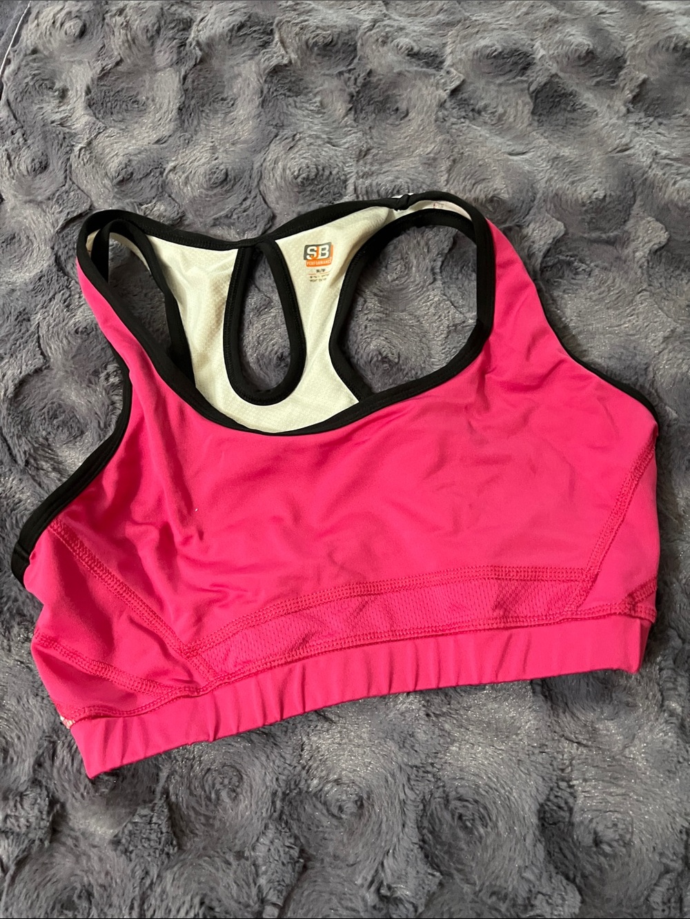 SB Hot Pink Racerback Sports Bra with Black Trim